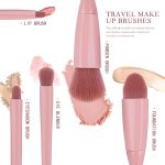 5 in 1 Mini Makeup Brush Kit with Mirror – Compact Cosmetic Case for Foundation, Blush, Eyeshadow – Portable Travel Makeup Brush Set for Women & Girls - Image 7