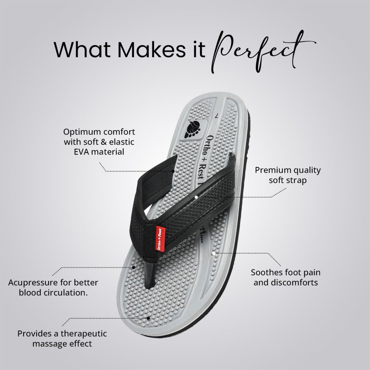 Ortho + Rest Doctor Orthopedic Slippers for Men | Anti-Skid Flip Flops with Acupressure Massage Footbed | Extra Soft and Comfortable Doctor-Recommended Chappal for Pain Relief - Image 8