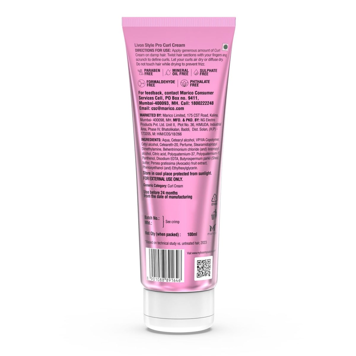 Livon Style Pro Curl Cream for curly, coily & wavy hair | | Curl defining cream for Intense Hydration & Nourishment | Leave in cream with Shea Butter & Avocado | 100ml - Image 8
