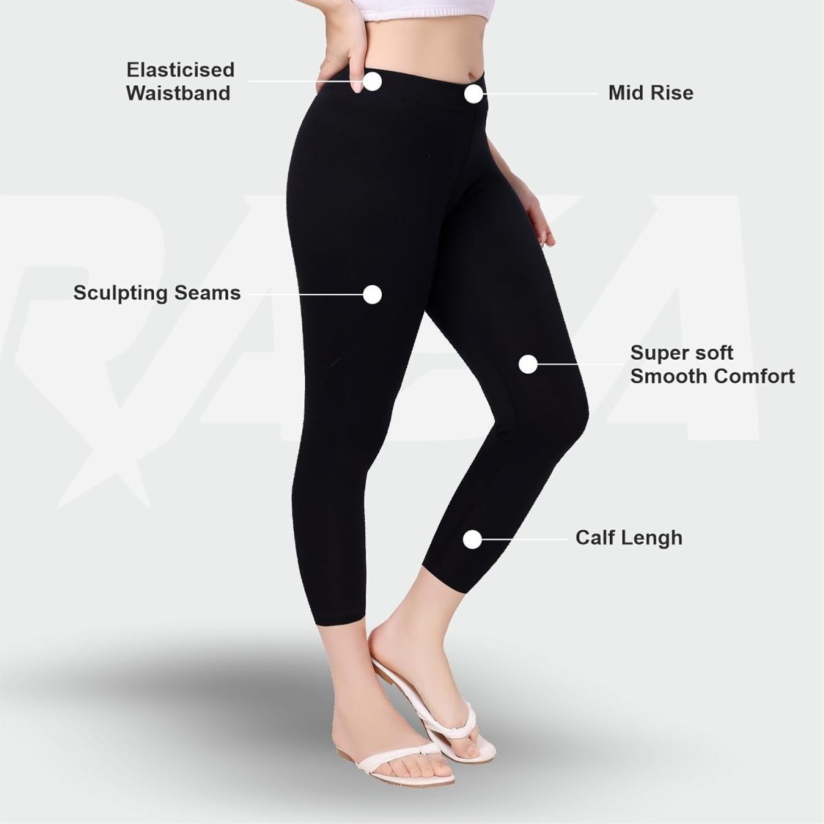 TRASA Tailored Cut & Classic Fit Stretchable Cotton Fabric Mid-Rise Skinny Fit High Ankle Length/Cropped Length Leggings for Women, Available Size - M, L, XL, 2XL, 3XL, 4XL, 5XL - Image 4