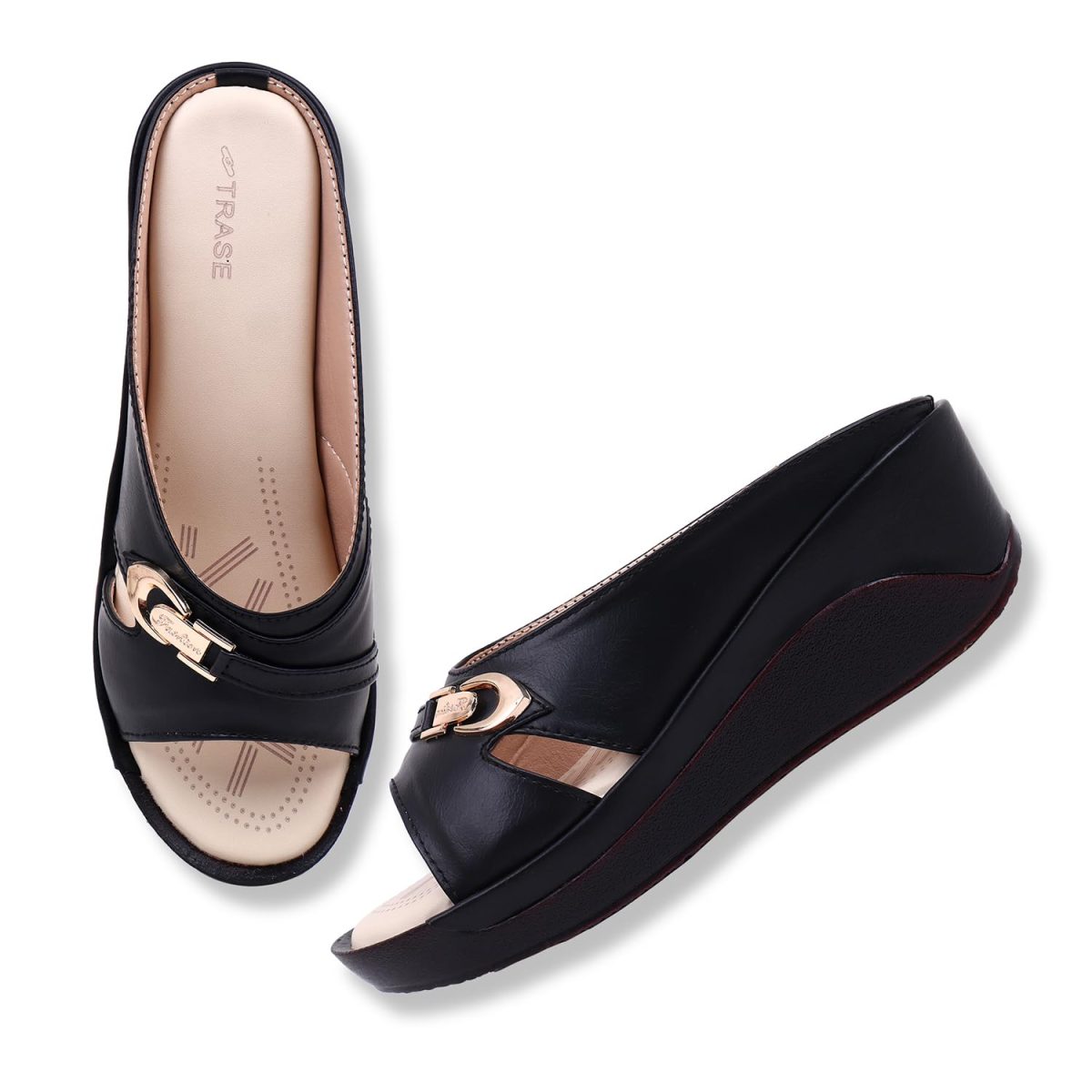 TRASE Women's Fashion Sandal, Faux Leather, Comfortable and Stylish Wedges| Soft Cushion Footbed For Women & Girls | For Casual Wear & Formal Wear Occasions 2.5 inches heel - Image 7