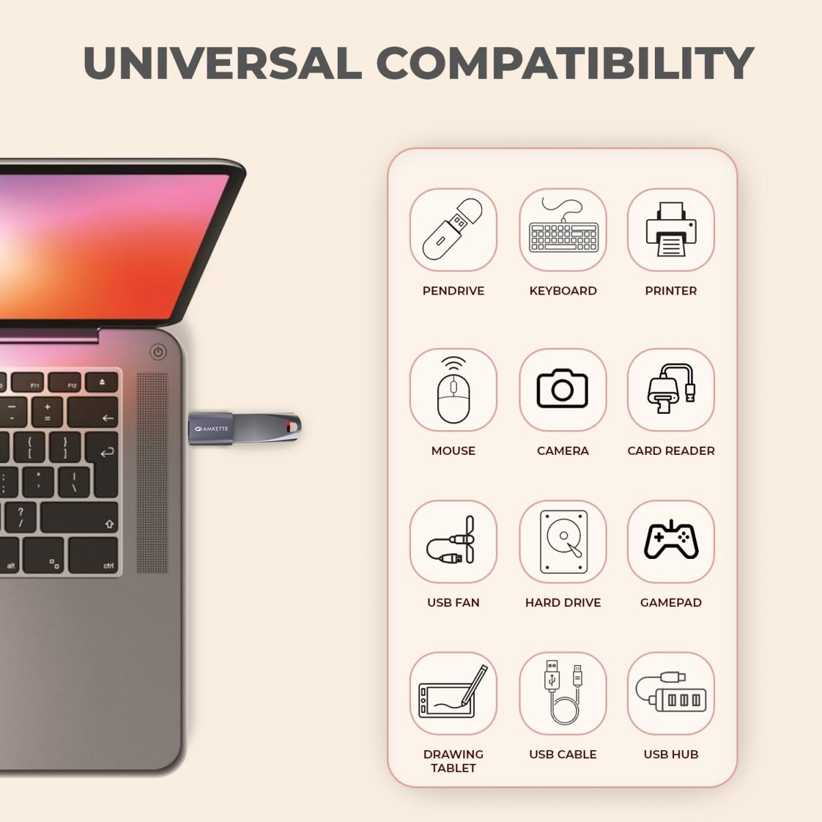 Amkette USB 3.0 Type-C Male to USB-A Female OTG Adapter, 5Gbps Data Transfer, 15W Fast Charging | Compact, Portable & Durable Aluminum Alloy | Universal Compatibility for Laptops & More - Image 4