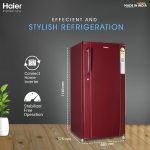 Haier 185 L 2 Star Direct Cool Single Door Refrigerator Appliance (2023 Model, HED-192RS-P, Red Steel) - Image 5
