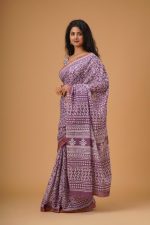 Clothonus Handicrafts Women's Ikat Hand Block Print Jaipuri Cotton Mulmul Saree with Blouse Piece - Image 2