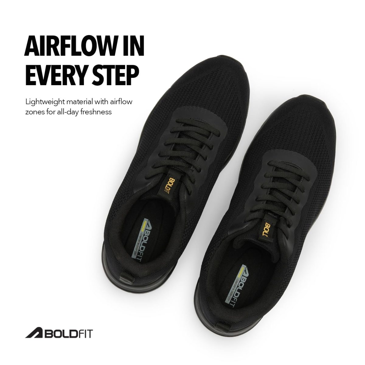 Boldfit Shoes for Man Stylish Running Shoes for Man Soft Cushion Lace Up Shoe for Men Stylish Regular Wear Walking Footwear Light Weight Sports Shoe for Men Running All Day Walking Footwear - Image 3