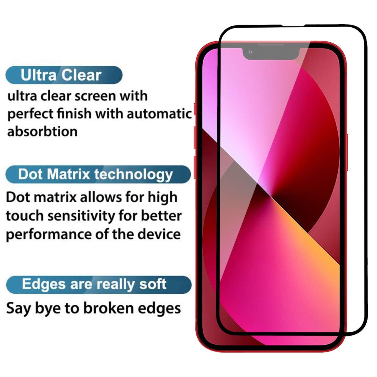POPIO Military-Grade Gorilla Tempered Glass Compatible For iPhone 13/13 Pro / 14 / 16e (Black) Edge To Edge Coverage With Easy Installation Kit, Pack Of 1 - Image 4