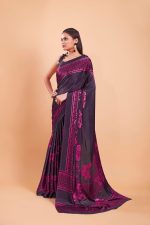 Garden Vareli Satin Crepe Saree With Unstitched Blouse Piece - Image 2