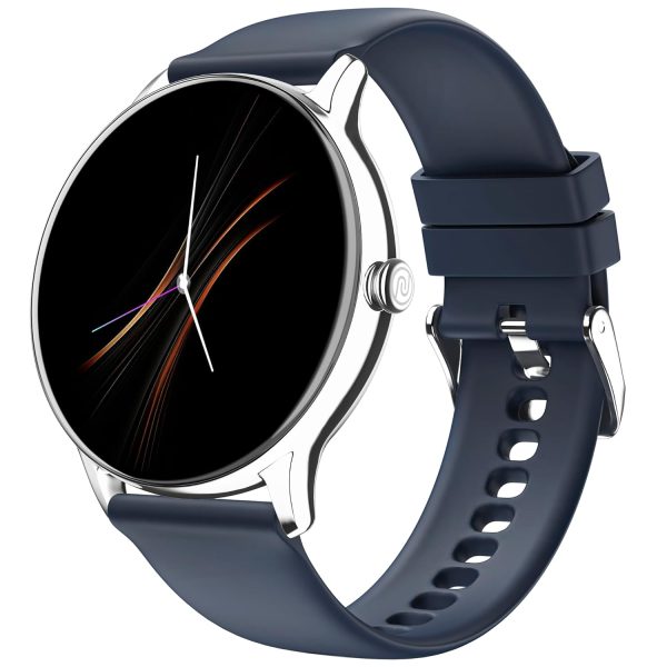 Noise Twist Go Smart Watch 1.39" Display, TruSyncᵀᴹ BT Calling, Glossy Metal Finish, 150+ Watch Faces, IP68, Sleep Tracking, 100+ Sports Modes, Smart Watch for Men and Women (Silver Blue)