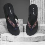 DOCTOR WALK Women's Paisley Print Flip Flops, Black Platform Sandals, Comfort Thong Slippers - Image 3