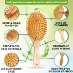 INSIME Wooden hair brush for Women & Men – Bamboo wooden Paddle hair brush for men women Curly hair – Bamboo Wooden brush for hair growth with flat paddle brush comb - Image 7