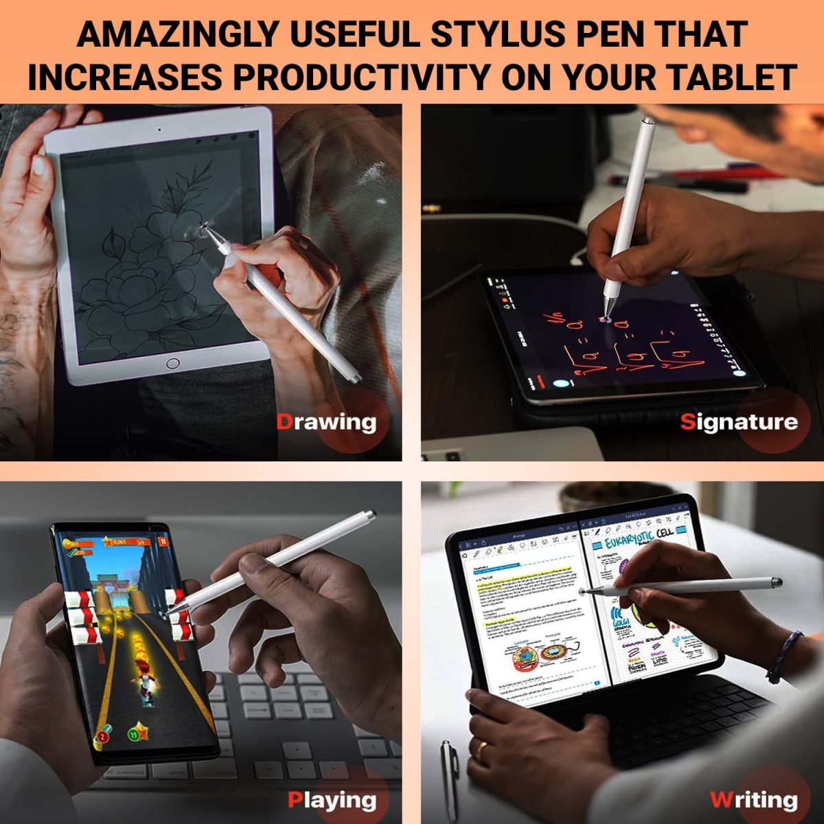 Tukzer Universal Stylus Pen for Smartphone/Tablet/iPad/Pro/Air/iPhone/iOS/Android/All Touch Screens Devices| Fine Point Disc Tip, Lightweight Aluminum Body Magnetic Cap Drawing Writing (White) - Image 7