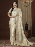 AKHILAM Women's Satin Silk Ethnic Motif Woven Design Saree With Unstitched Blouse (ARYA4401_FL_Parent) - Image 3
