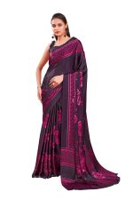 Garden Vareli Satin Crepe Saree With Unstitched Blouse Piece