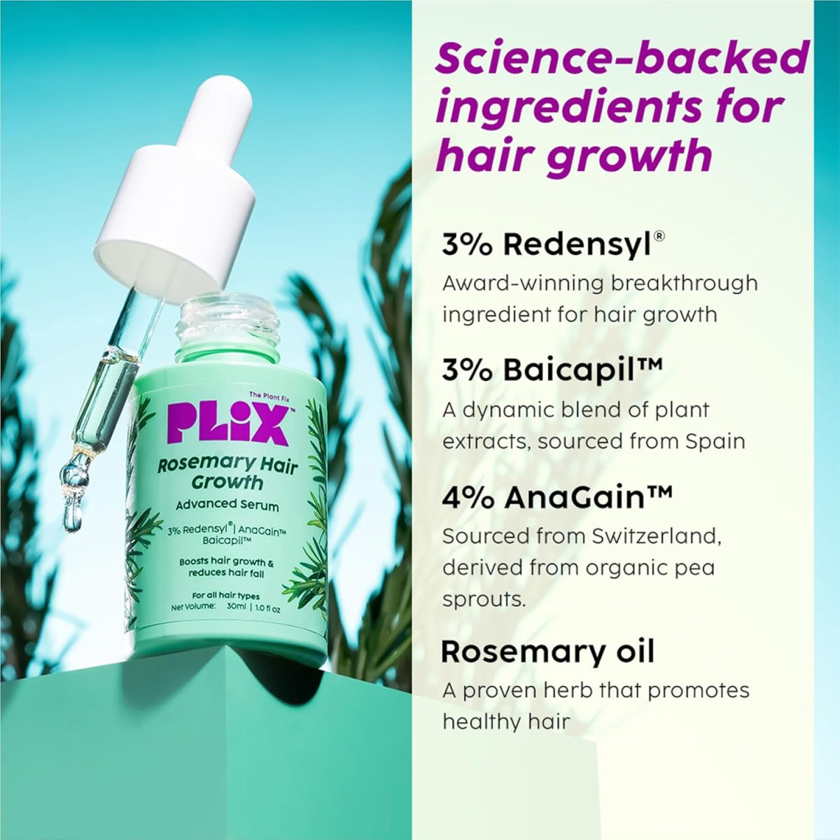 PLIX - THE PLANT FIX Rosemary Anti Hairfall Kit - Serum (30ml), Shampoo (200ml), Conditioner (175ml) & Oil (100ml) | For Hair Thinning, New Hair Growth & More Volume - Image 7