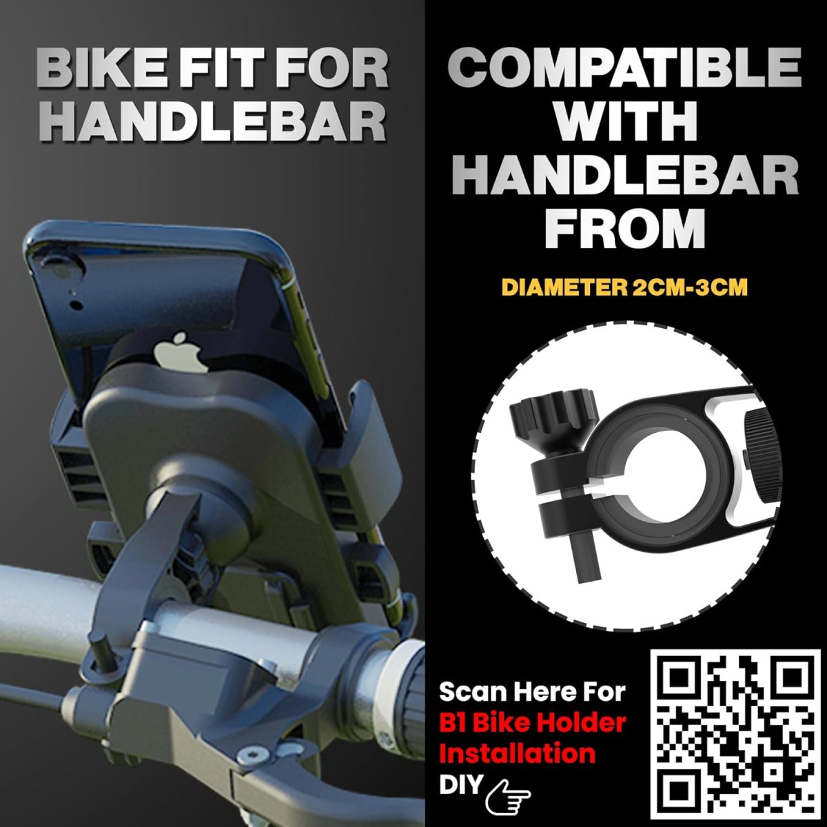 WeCool B1 360° Rotational Mobile Holder for Bikes,Motorcycle Handlebar Mounts for Maps and GPS Navigation,Bike Mobile Holder with One Click Locking, Firm Gripping, Anti Shake and Stable Phone Mount - Image 5