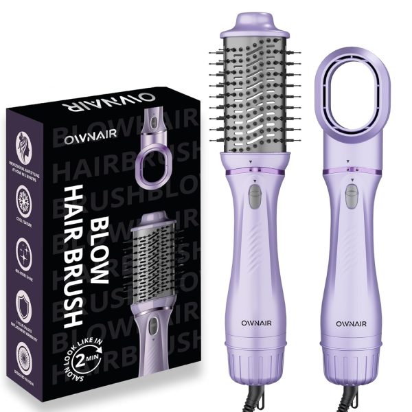 OWNAIR Pro Hair Dryer & Straightener, Hot Air Brush, 4 Heat & Speed Modes, Cool Shot, 1200 Watts, Purple