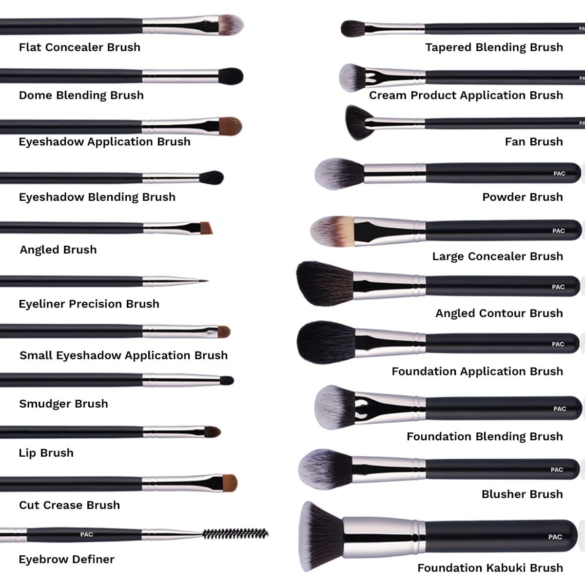 PAC Cosmetics Absolute Basics (21 Brushes) Best Professional Makeup Brush Set for Face, Eyes & Lip Makeup Application and Blending Needs - Image 2