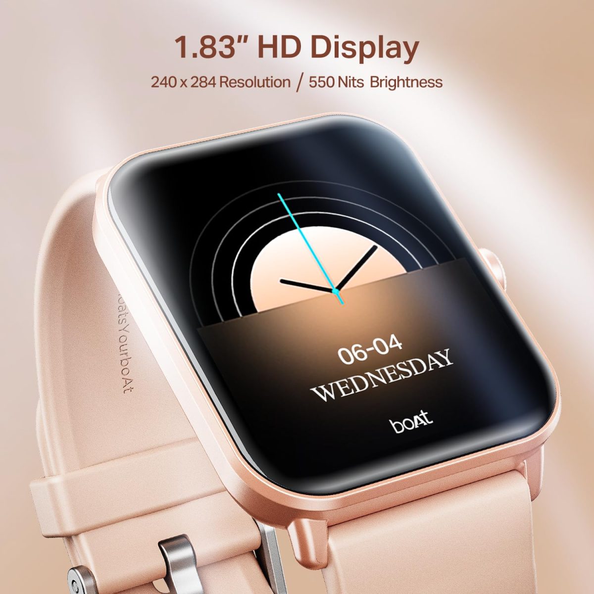 boAt Wave Call 2 with 1.83” HD Display, Advanced BT Calling, Functional Crown, Cloud & Custom Watch Faces, Multiple Sports Modes, IP67, HR, Sleep & SPO₂ Monitor Smart Watch(Orchid Blush) - Image 2