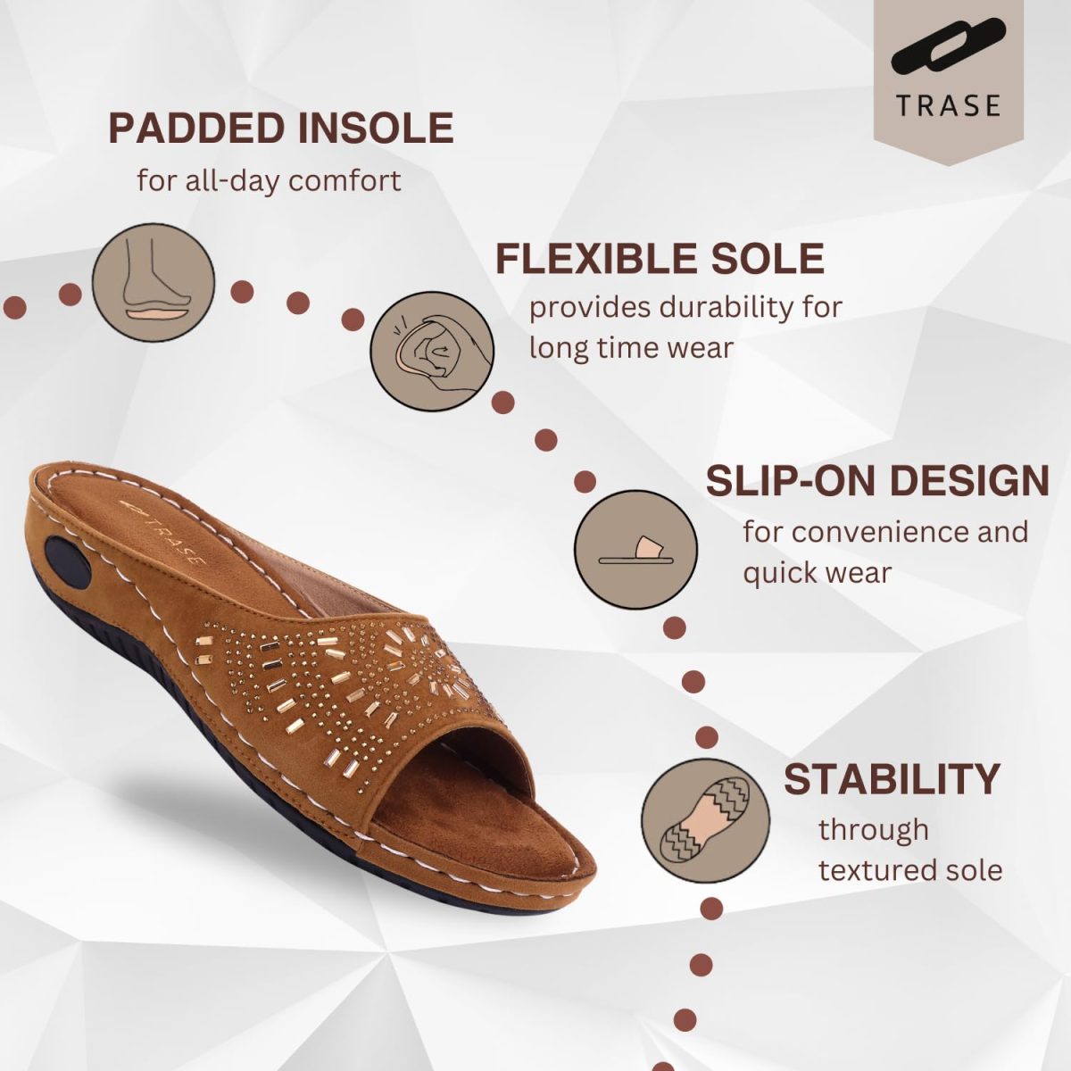 TRASE Women Doctor Ortho Soft Fancy Slippers, Comfortable Sandals For Women, Lightweight Diabetic And Orthopedic Footwear, Ideal For Knee And Foot Pain Relief - Image 2