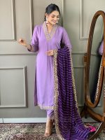 Naixa Women's Rayon Embroidered Straight Kurta with Pant and Dupatta Sets (NX-450) - Image 8