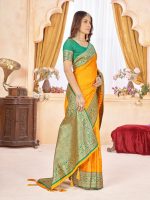 Mehrang Women's Pure Kanjivaram Silk Saree Banarasi Silk Wedding Sarees for Women with Blouse Piece - Image 4