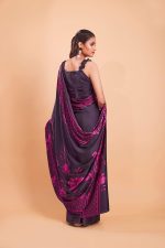 Garden Vareli Satin Crepe Saree With Unstitched Blouse Piece - Image 3