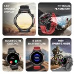 Cult Ranger XR1-1.43" AMOLED Display,Outdoor Rugged Smartwatch for Men, Bluetooth Calling, 8 Days Battery, Continous Heart Rate,100+ Sports Mode, Live Cricket Score, Built-in Flashlight, Free Strap - Image 2