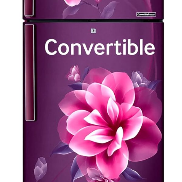 Samsung 236 L, 2 Star, Convertible, Digital Inverter with Display Frost Free Double Door Refrigerator (RT28C3922CR/HL, Red, Camellia Purple)