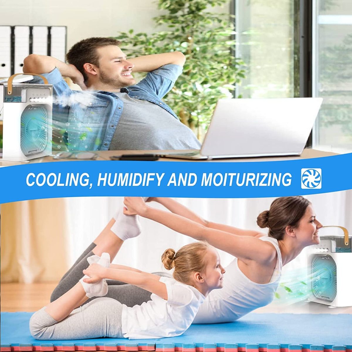 BM Ecom Traders Portable, 500 ml Water Tank USB Personal Cooler, Mini Humidifier Fan with 7 Colors LED Light, 3 Timer, Wind Speeds & Spray Modes for Office, Home - Image 5