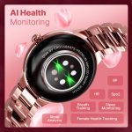 CrossBeats Diva 1.28” Stylish Smart Watch for Women with Stone Studded Bezel| Amoled Display | Female Health Tracker | 100+Sports Modes| Premium Metal Smartwatch with Wireless Charging - (Rose Gold) - Image 6