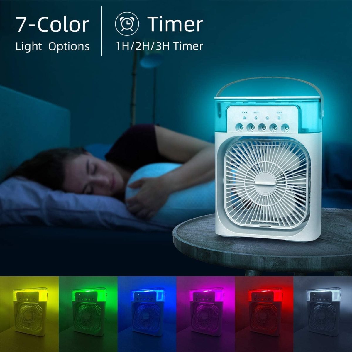 Harnil Portable Air Conditioner Fan Personal Cooler Desk Fan for Shop, Office, Kitchen, USB Powered Mini AC, Portable Humidifier Air Cooler Fan, Mini Cooler For Home With 3 Speed Mode, 1 pc - Image 4