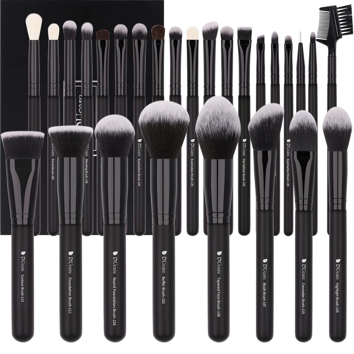 DUCARE Synthetic Bristles Makeup Brushes - Black , Pack of 27 , DRM-DF2725