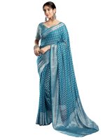 Satrani Women's Georgette Banarasi Jacquard Saree with Unstitched Blouse Piece