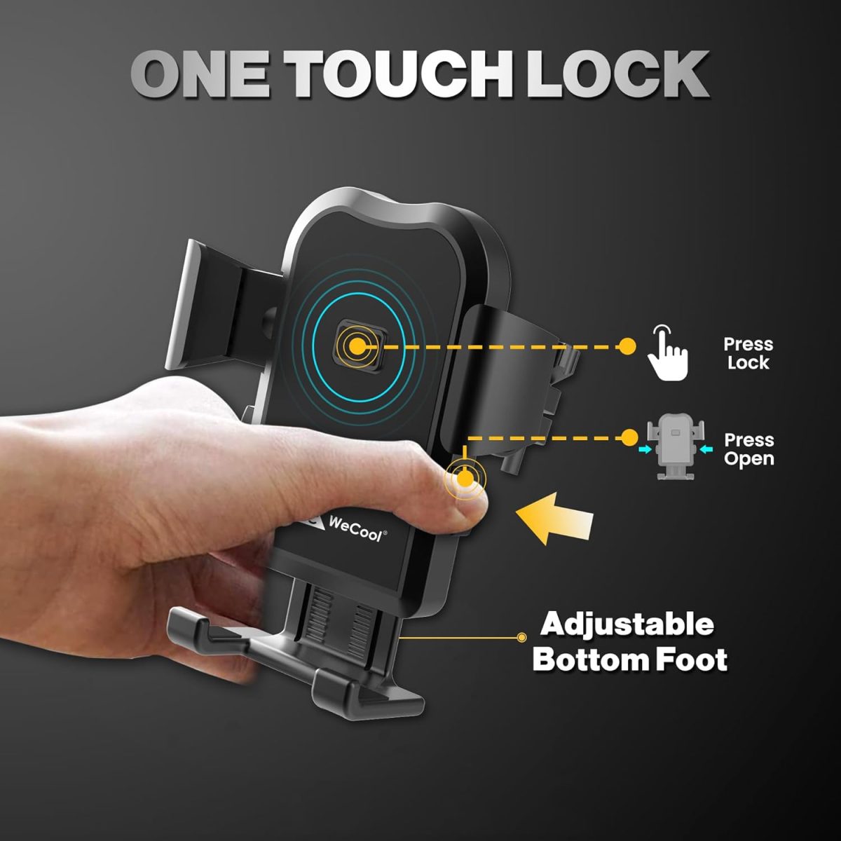 WeCool B1 360° Rotational Mobile Holder for Bikes,Motorcycle Handlebar Mounts for Maps and GPS Navigation,Bike Mobile Holder with One Click Locking, Firm Gripping, Anti Shake and Stable Phone Mount - Image 2
