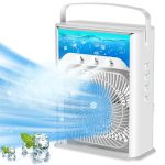 LQTTEK Portable Air Cooler 4-In-1 Mini Mobile Conditioner Fan, Cooling Fan And Humidifier, 7 Colors Led Night Lights With 3 Speeds Personal Evaporative Coolers, Conditioning For Home Office