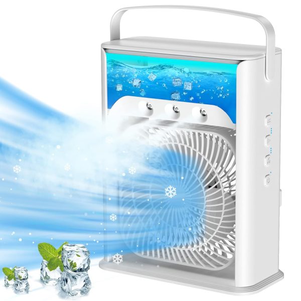 LQTTEK Portable Air Cooler 4-In-1 Mini Mobile Conditioner Fan, Cooling Fan And Humidifier, 7 Colors Led Night Lights With 3 Speeds Personal Evaporative Coolers, Conditioning For Home Office
