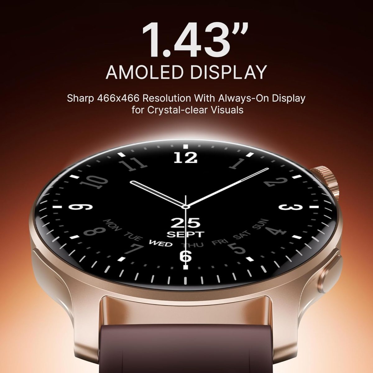 boAt New Launch Ultima Prime Smartwatch with 1.43" AMOLED Display, Personalized Fitness Nudges, Functional Crown,100+ Sports Modes, Watch Face Studio (Royal Berry), Brown - Image 4