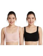 Amazon Brand - Symbol Women's Cotton Stretch Non Padded Wire Free Full Coverage Slip On Bra (Pack of 2)