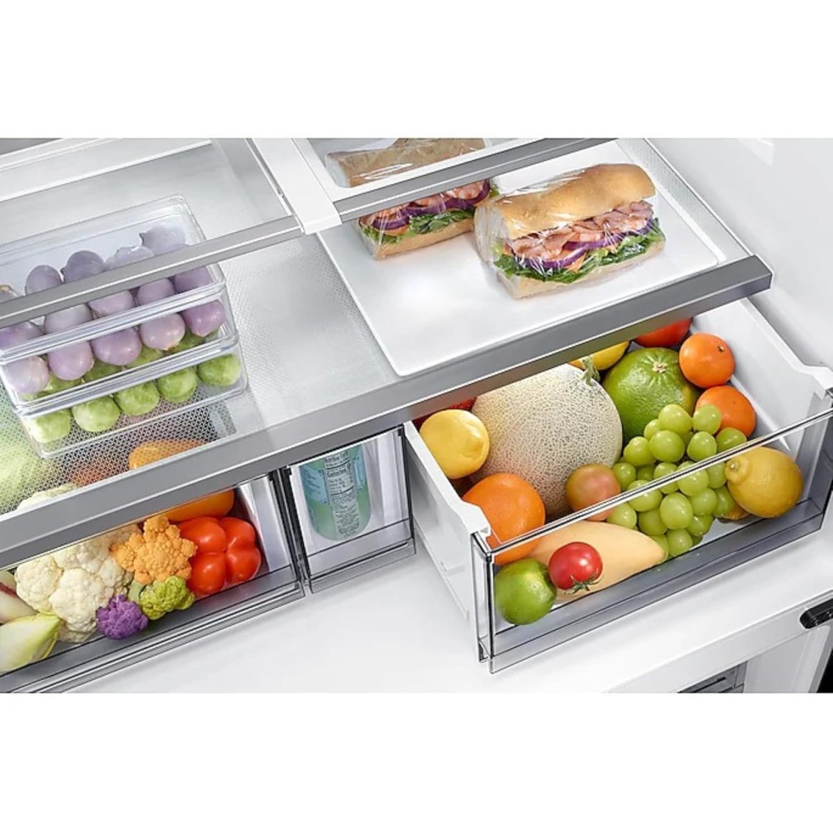 Samsung 650L 4 Door Convertible French Door Refrigerator | Dual Auto Ice Maker | Beverage Center™ | AI Energy Mode | SmartThings Connectivity | Clean White (RF65DB90BD12) - Image 9