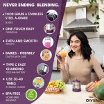 OWNAIR Portable Blender For Smoothie & Juices, Portable Juicer mixer grinder, baby food blender, Type C, 5000 mah battery, Smoothie maker blender, 450ml, Stainless Steel, 240 Watts, Grey - Image 2