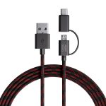 amazon basics 2-in-1 Type-C and Micro USB Braided Cable | 3A/18W Fast Charging & 480 Mbps Data Transfer | 1.2m, Tangle Free Cable - Image 2