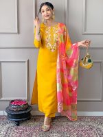 Naixa Women's Rayon Embroidered Straight Kurta with Pant and Dupatta (Available in Plus Size) - Image 7
