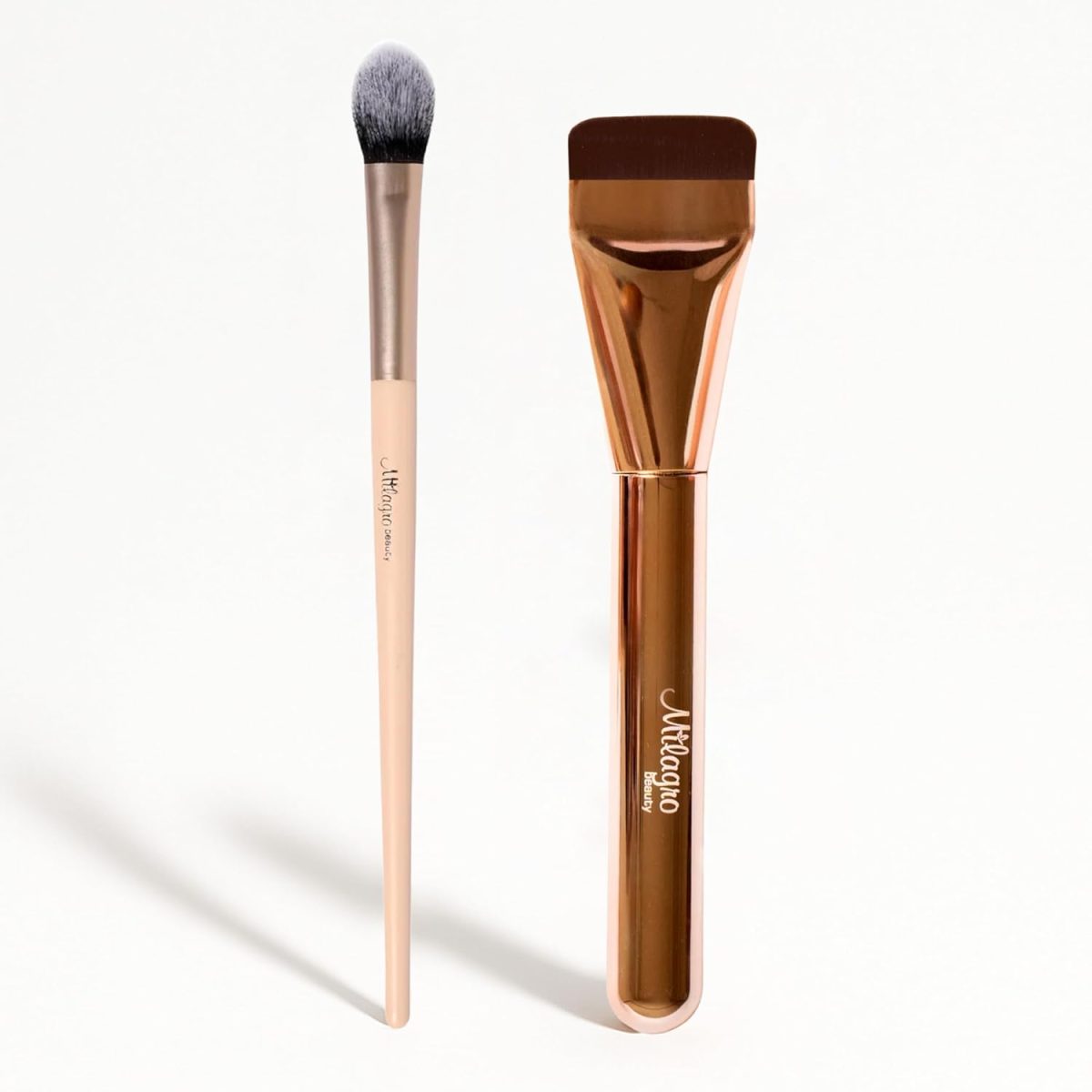 Milagro Beauty Pro Brush Combo – Foundation Brush 18 + Concealer Brush 13 | Full Coverage, Easy Blending, Vegan Bristles, Cream & Liquid Application, Travel-Friendly & Cruelty-Free (Pack of 2)