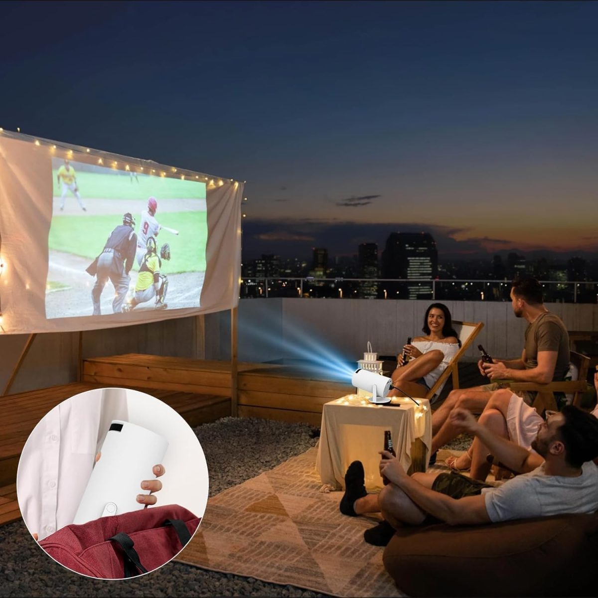 Portable Mini Projector, 4K 1080P Full HD Projector, Support Video Projector, WiFi 5G BT 5.0, Cinema Projector 180° Can Be Rotated, Android 11, Compatible with TV Stick/Windows/iOS/Android (Multi) - Image 6