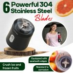 InstaCuppa Stainless Steel Portable Blender for Smoothies & Juices,Mixer Juicer that Crushes Ice,Electric Shaker USB Rechargeable Battery with 4000 mAh 230 Watts Motor,500 ML Juice Maker,Black - Image 2