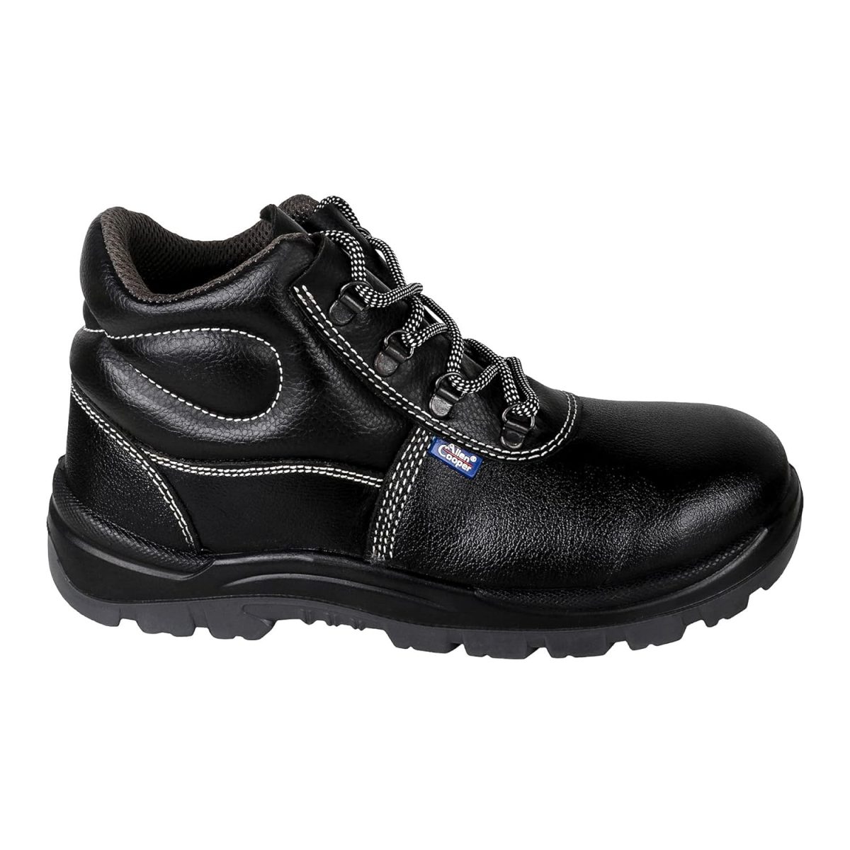Allen Cooper 1008 Hi-Ankle Safety Shoe, Size-9 UK, Black (Free Socks) - Image 2