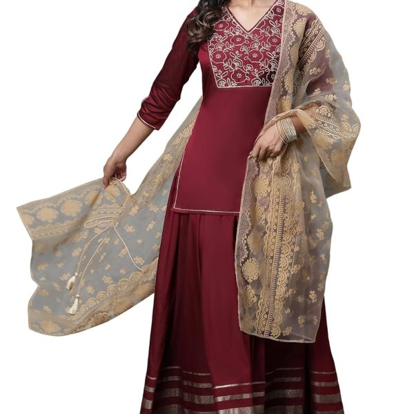 Aurelia Women Cotton Sharara Suit With Dupatta