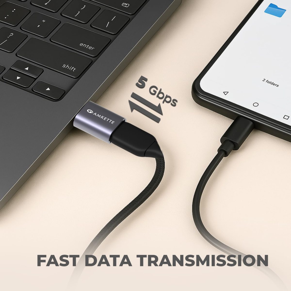 Amkette USB 3.0 Type-C Male to USB-A Female OTG Adapter, 5Gbps Data Transfer, 15W Fast Charging | Compact, Portable & Durable Aluminum Alloy | Universal Compatibility for Laptops & More - Image 3