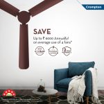 Crompton Energion Hyperjet 1200mm BLDC Ceiling Fan | Point Anywhere Remote Control | BEE 5 Star Rated Energy Efficient | Superior Air Delivery | Anti-Rust | 2 Year Manufacturer Warranty | Brown - Image 3