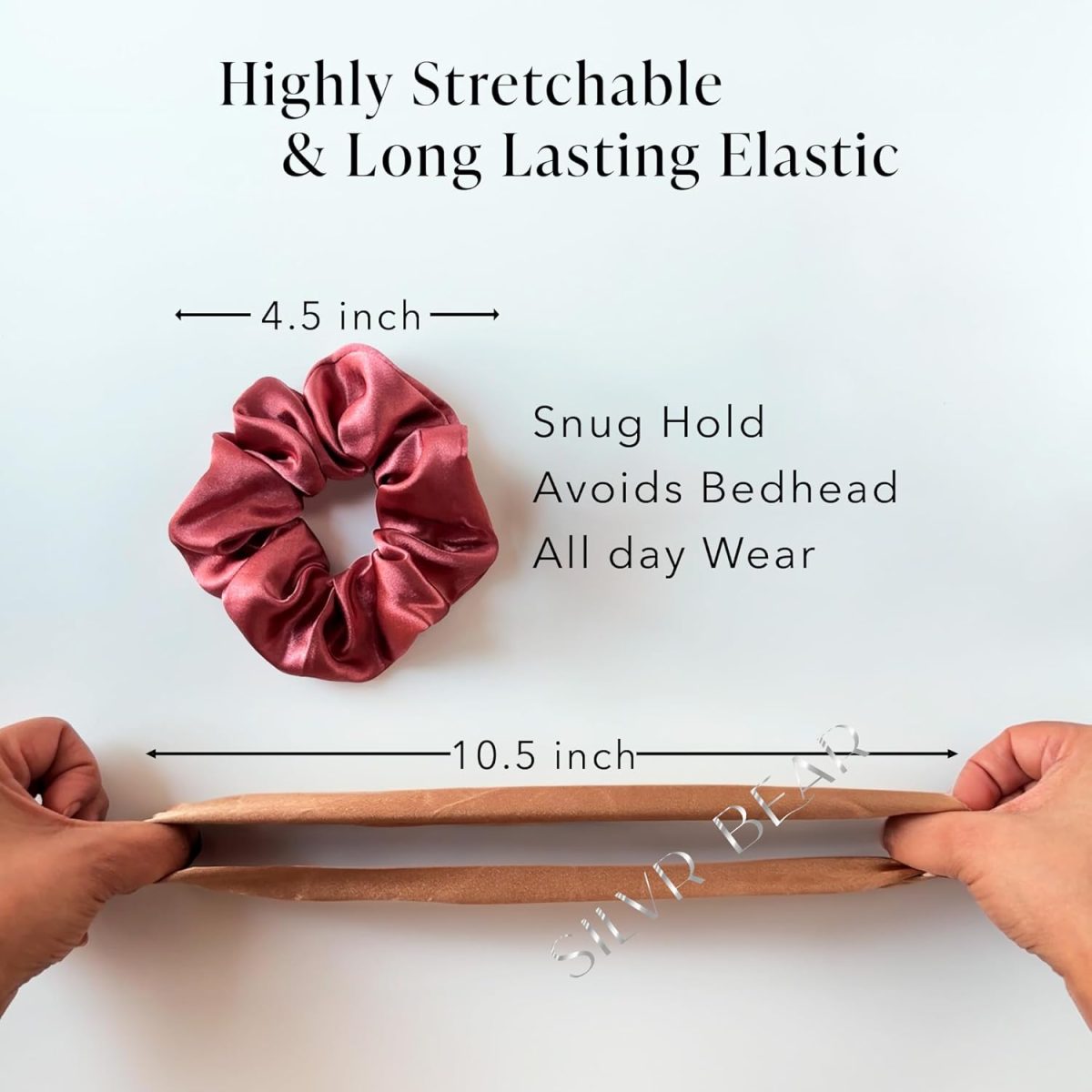 Silvr Bear Luxury Satin Scrunchies Set for Women, Girls | Anti-Hair-Breakage Hair Ties - Image 4